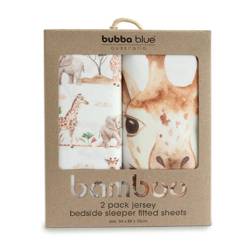 2pc Bubba Blue Bamboo Jersey Bedside Sleeper Fitted Sheets 54x88cm