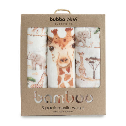 3pc Bubba Blue Bamboo Adventure Muslin Wraps 100x100cm