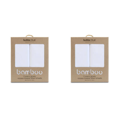 2x 2pc Bubba Blue Soft Jersey Moses Basket Fitted Baby Bed Sheets