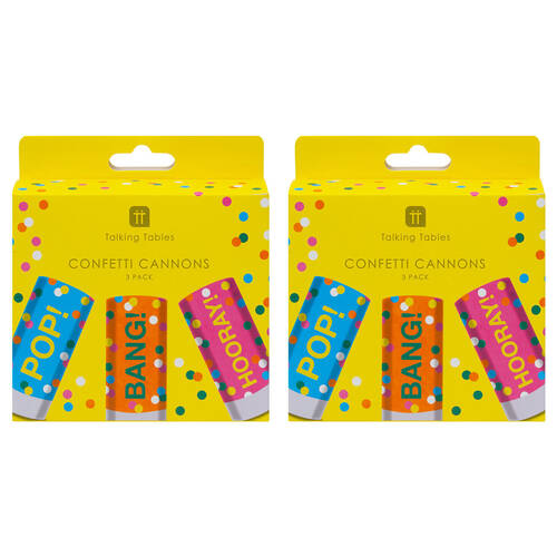 2x 3pc Talking Tables Confetti Canon Birthday Brights Party Decoration