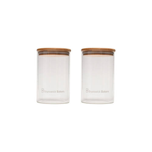 2pc Brunswick Bakers 1000ml Glass Starter Jar w/ Bamboo Lid Set - Clear