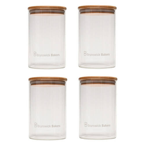 2x 2pc Brunswick Bakers 1000ml Glass Starter Jar w/ Bamboo Lid Set - Clear