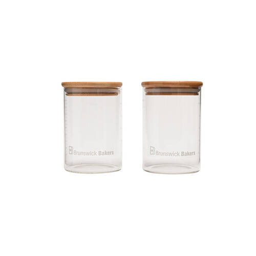 2pc Brunswick Bakers 500ml Glass Starter Jar w/ Bamboo Lid Set - Clear