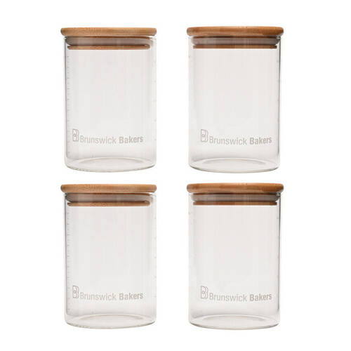 2x 2pc Brunswick Bakers 500ml Glass Starter Jar w/ Bamboo Lid Set - Clear
