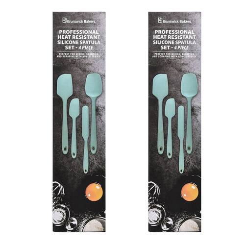 2x 4pc Brunswick Bakers Spatula Cyan Silicone Cooking Baking 28cm