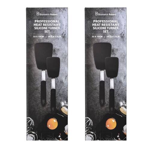 2x 2pc Brunswick Bakers Turners Food Grade Silicone Non-Slip 33x10cm