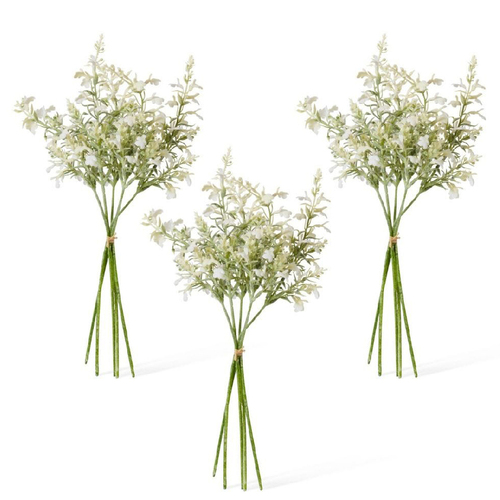 3PK E Style Artificial 41cm Plastic Larkspur Flower Bundle - White
