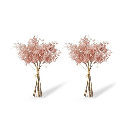2PK E Style Artificial 36cm Plastic Fern Decor Bundle - Dusty Pink