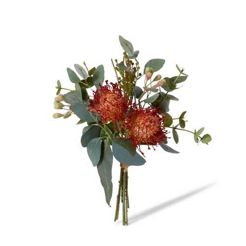 E Style Artificial 33cm Plastic Pin Cushion Bouquet - Orange