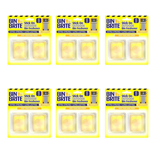6x 2pc Bin Brite Stick On Outdoor Bin Freshener Large - Citronella