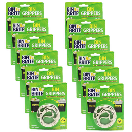 12x 2pc Bin Brite Rubber Band Bin Grippers Pack S/L - White