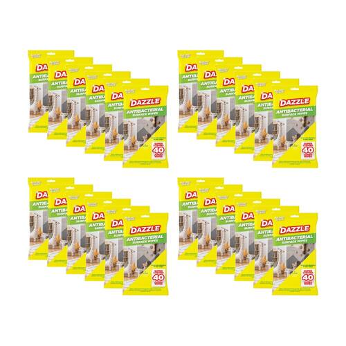 24x 40pc Dazzle Antibacterial Surface Super Strong Jumbo Cleaning Wipes