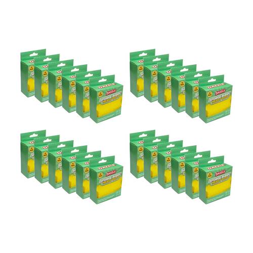 24PK Dazzle Household Cleaning Heavy Duty Sponge Buddy Yellow