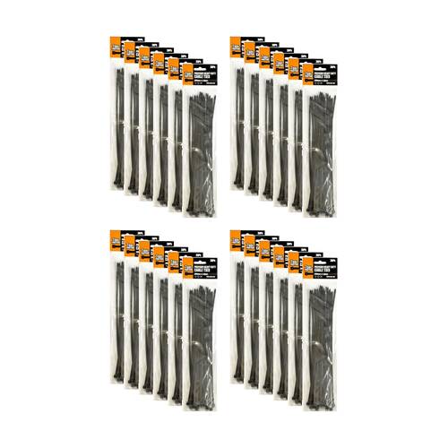 24x 30PK Tool Masters Heavy Duty Plastic Cable/Zip Ties 300x4.8mm Assorted