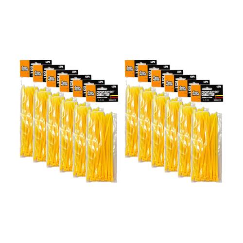 12x 40PK Tool Masters Heavy Duty Plastic Cable/Zip Ties 200x4.8mm Assorted