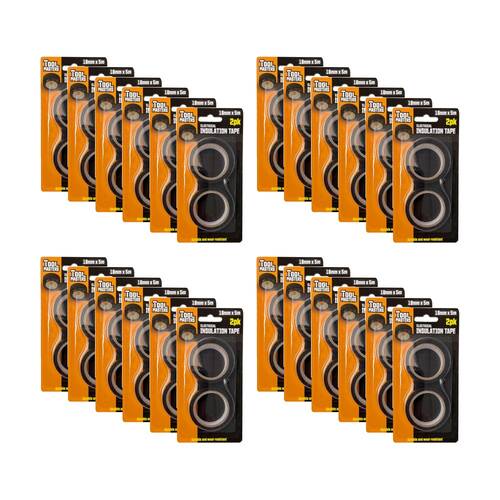 24x 2pc Tool Masters Durable Electrical Insulation Tape Roll 18mmx5m Black