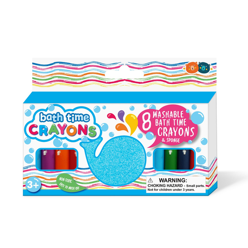 8pc Bath Time Washable Crayons w/ Sponge Kids/Children 3y+