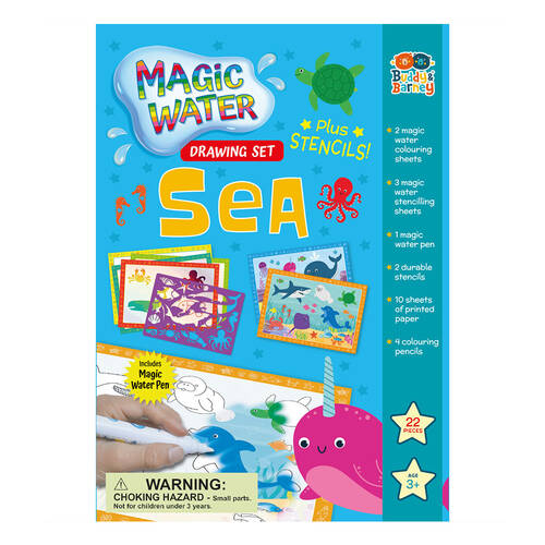 22pc Buddy & Barney Water Magic Kids Drawing Set Sea 3y+