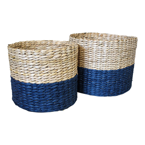 LVD 2pc Rush 22/25.5cm Woven Basket Tub Decor Set - Navy