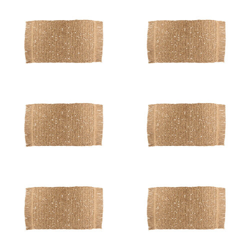 6PK LVD Placemat Fringe Natural Rec Decorative Home Kitchen Decor 45x30cm