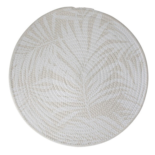 LVD Placemat Printed Leaf Ivory/White 
