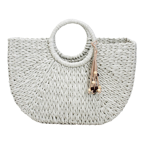 LVD Woven 44cm Paper Shopper Basket Ladies/Women's Handbag - Oyster
