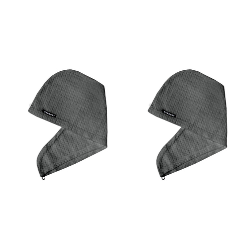 2PK Bambury Home Living Matrix Microfibre Hair Wrap Charcoal Knitted