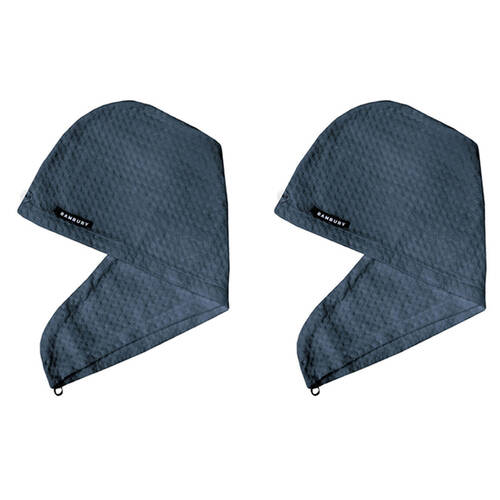 2PK Bambury Matrix Microfibre Hair Wrap Absorbent Towel 65x25cm Denim