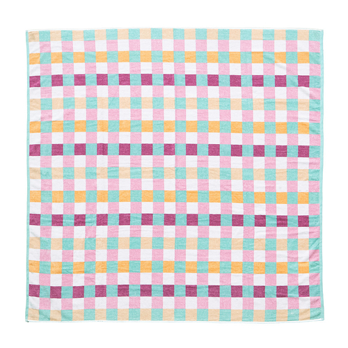 Bambury Jacquard Cotton Beach Blanket 170x170cm - Sorbet Check