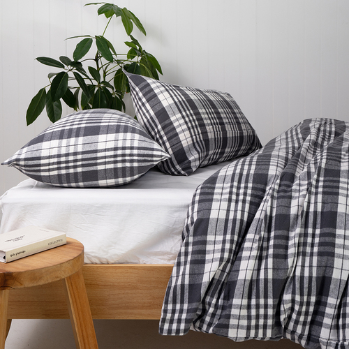 Bambury Brentford Flannelette Quilt Cover Set King Bed Woven Home