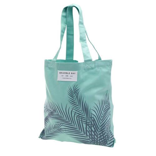 Bramble Bay Morning Mist Fern Outline Cotton Everyday Tote Bag Stylish Mint