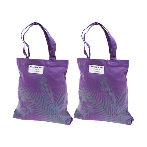 2PK Bramble Bay Twilight Sunset Fern Outline Everyday Tote Bag Stylish Purple