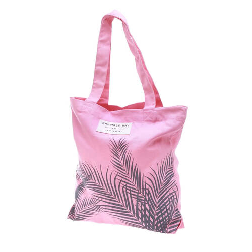 Bramble Bay Twilight Sunset Fern Outline Cotton Everyday Tote Bag Stylish Pink