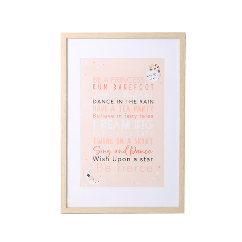 Splosh Baby Pink Framed Glass Print Home Decor 43x63cm