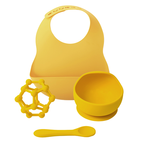 Baby 48x43cm Silicone Dinner Set Gift Boxed - Mustard