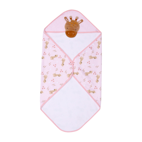 Splosh Baby/Infant Giraffe Cotton Hooded Towel 79cm Pink 0+