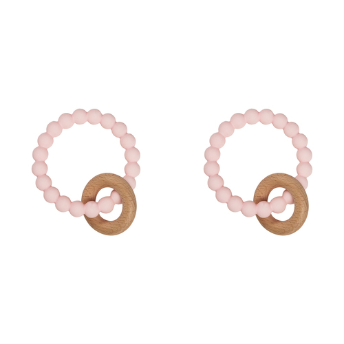 2PK Splosh Baby Giraffe Silicone/Wood Teether 12cm Pink 0+