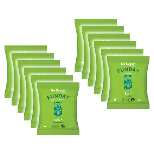 12pk Funday Vegan Sour Gummy Bears 600g