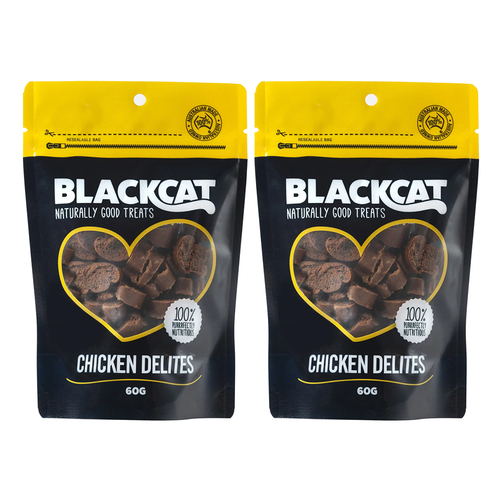 2PK Blackcat Chicken Delites 60g Cat Treats Bag