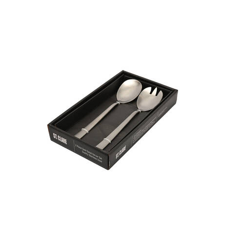 2pc St. Claire Nordic Salad Server Set Stainless Steel Matt Silver