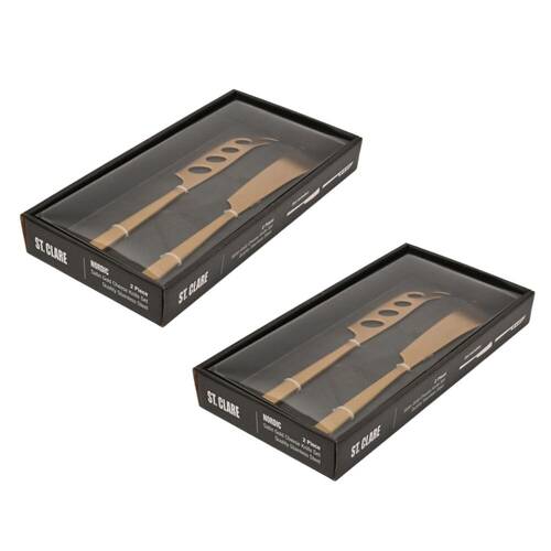 2x 2pc St. Claire Cheese Knife Set Stainless Steel Utensils 4.0mm Gold