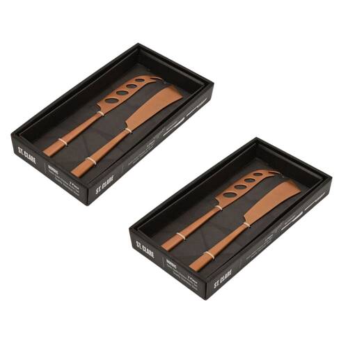 2x 2pc St. Claire Cheese Knife Set Stainless Steel 4.0mm Rose Gold
