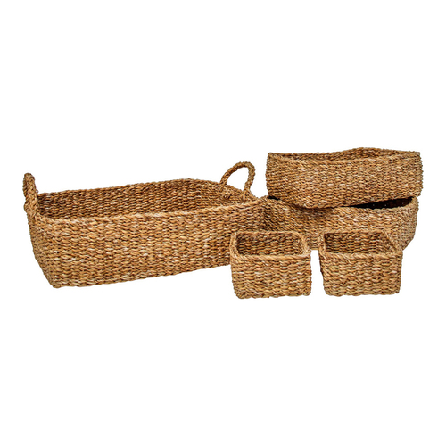 LVD 5pc Seagrass 40/46/50cm Multi Tray/Baskets Set - Natural