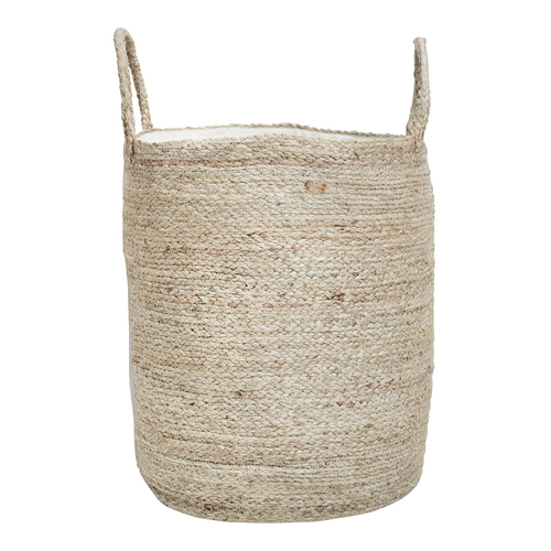 LVD Jute/Cotton 44cm Woven Lined Laundry Basket w/ Handle - Natural