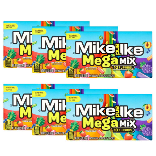 6PK Mike & Ike Mega Mix Candy Confectionery Lollies 120g