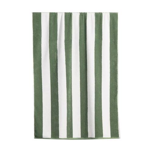 Canningvale Terry Pool/Beach Towel Cabana Stripe Olive Green 80x160cm