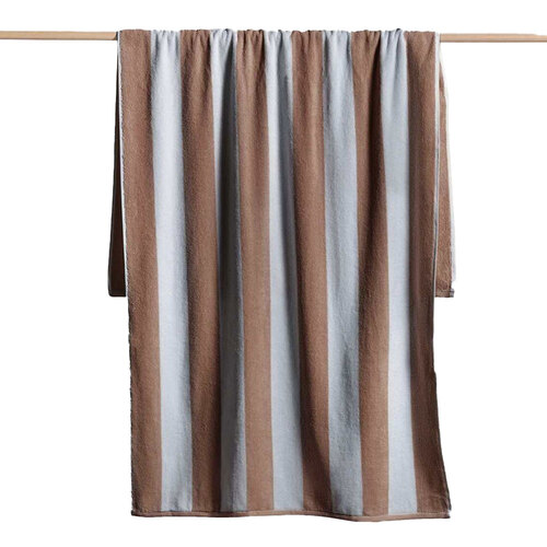 Canningvale Striped Cabana Cotton Terry Beach Towel - Nutmeg