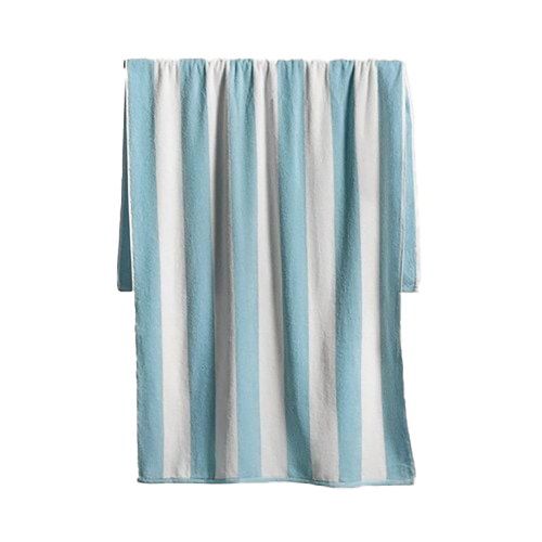 Canningvale Striped Cabana 160cm Cotton Terry Beach Towel - Sky Blue