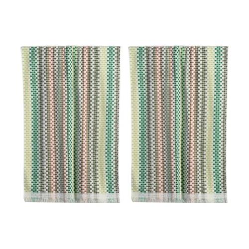 2PK Canningvale Positana Terry Beach Towel Checkers Olive Green 80x160cm