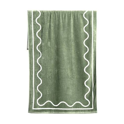 Canningvale Sorrentina Velour Pool/Beach Towel Scallop Verde 80x160cm